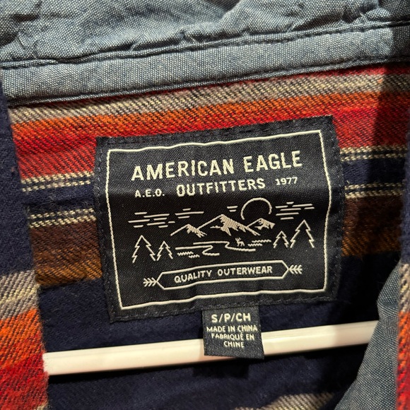AMERICAN EAGLE Men’s Multicolor Striped Hooded Hoodie Long Sleeve Shirt - size S - Picture 2 of 3